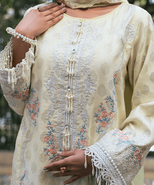 Basant Unstitched Embroidered Suit (3-Piece)