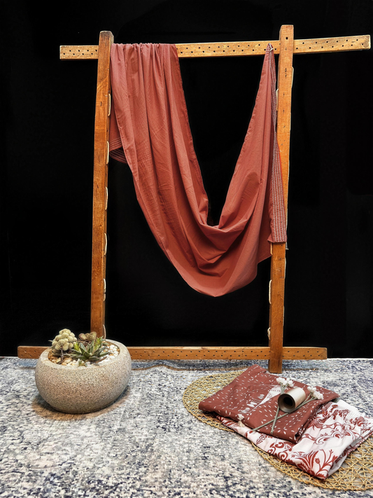 Dull Red Stole - pure dupatta lawn with Kaanthaa stitch border