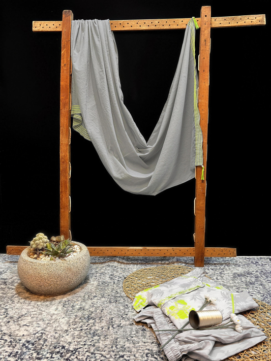 Gray Stole - pure dupatta lawn with Kaanthaa stitch border