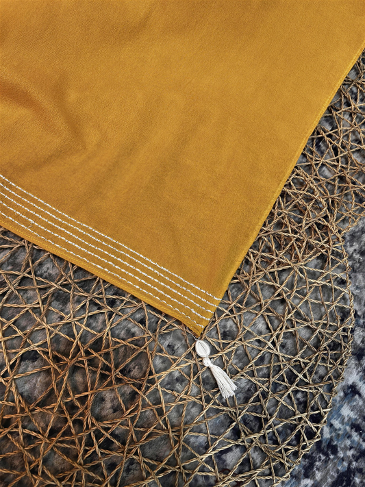 Yellow Stole - pure dupatta lawn with Kaanthaa stitch border