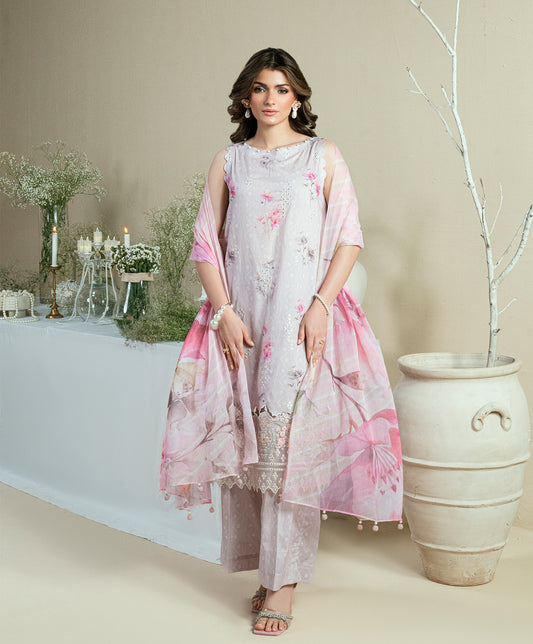 KUNEP-3P-005 MAUVE-LAWN UNSTITCHED 3PC