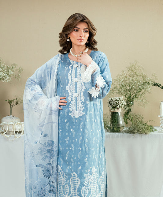 KUNEP3P003-SKY BLUE-LAWN UNSTITCHED 3PC